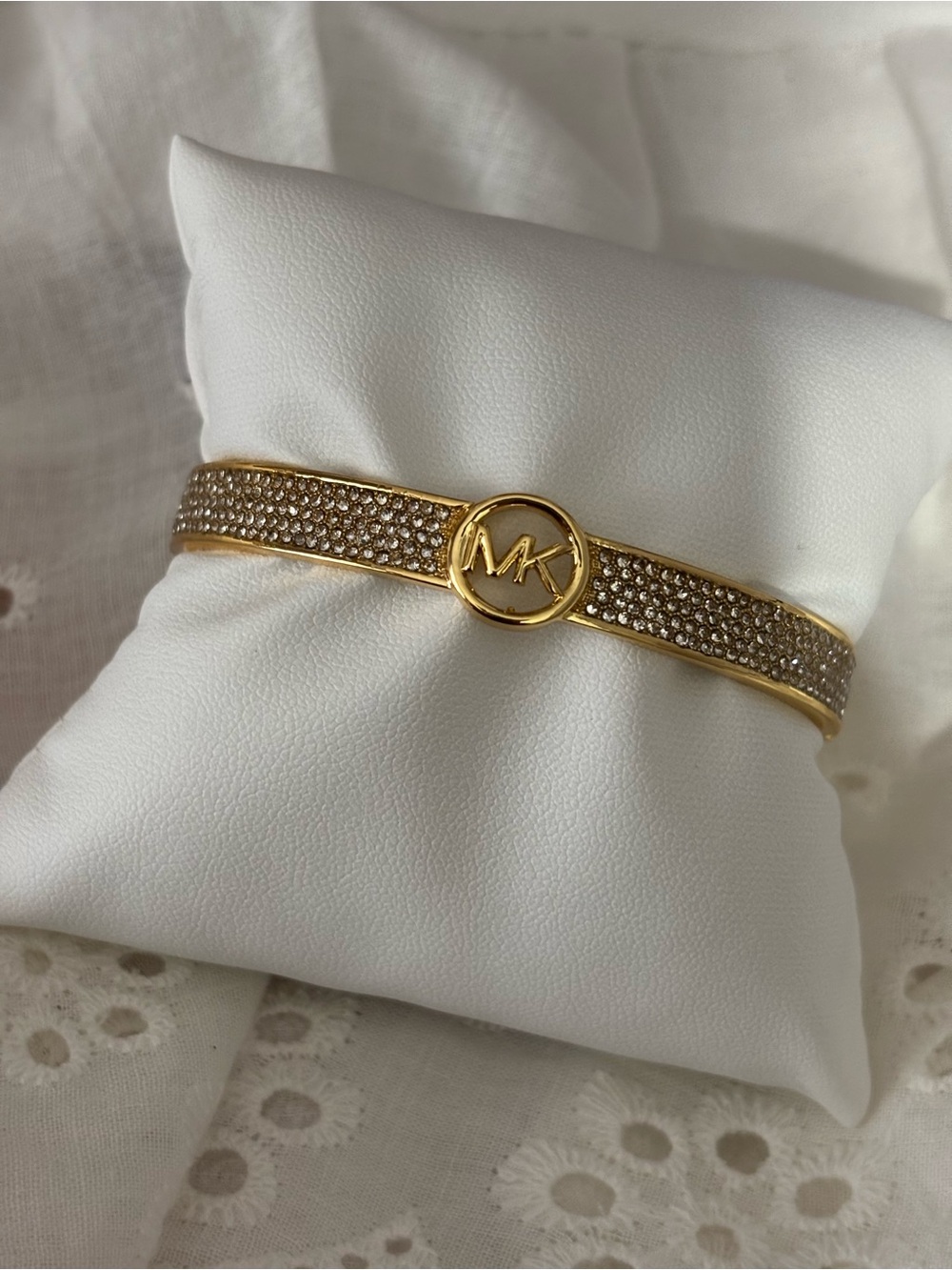 Michael Kors Gold Crystal Pavé MK Circle Bracelet